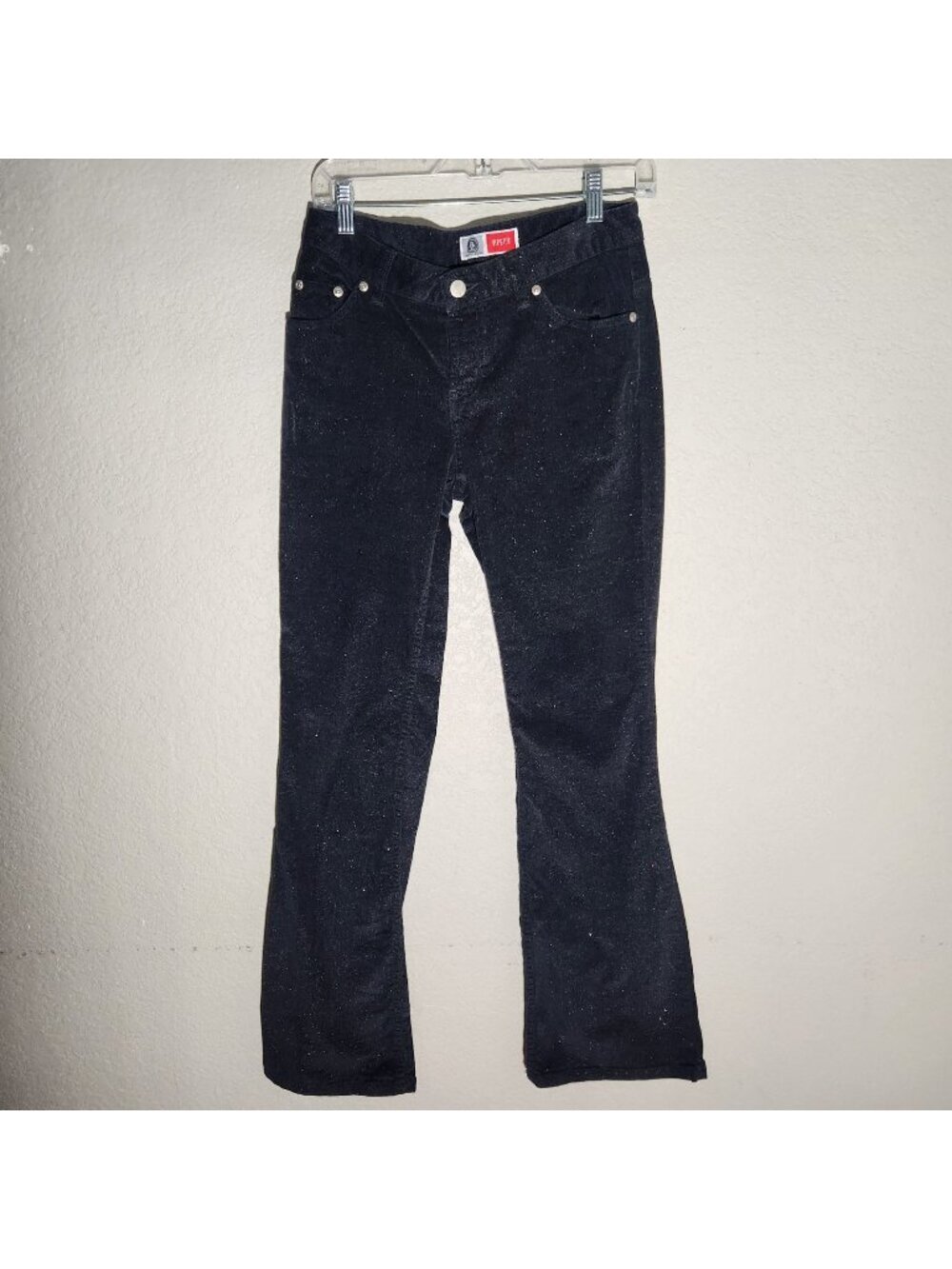 Arizona Jean Co Hipster Black Glitter Flared Pants Womens Size 3 Cotton Blend